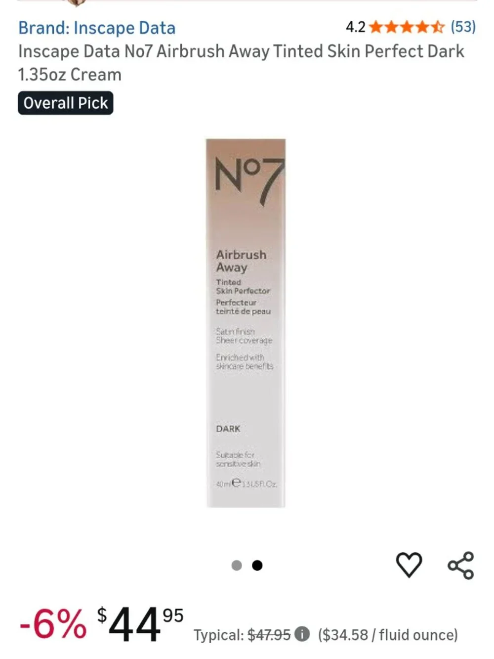 No7 Airbrush Away Tinted Skin Perfector DARK - Picture 2 of 2